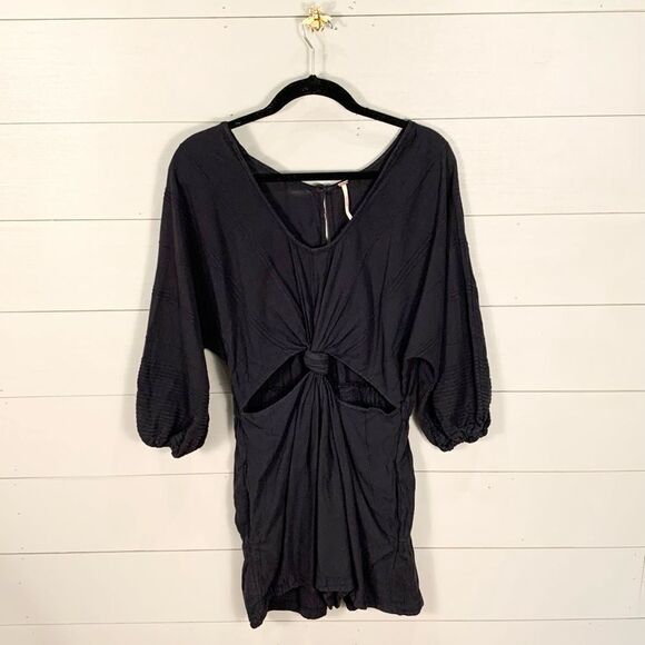Free People Knotty but Nice black shorts romper billowy size large - Picture 1 of 12